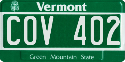VT license plate COV402