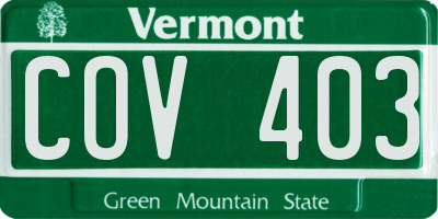 VT license plate COV403