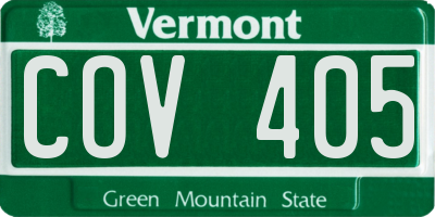 VT license plate COV405