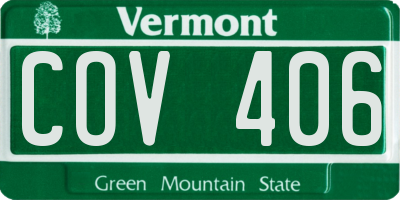 VT license plate COV406
