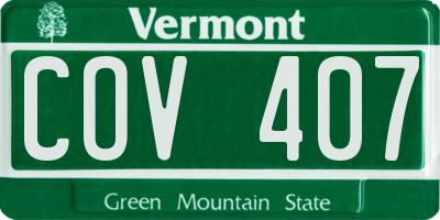 VT license plate COV407
