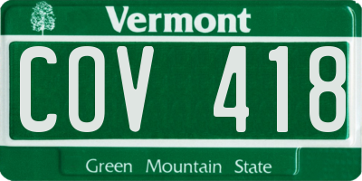VT license plate COV418