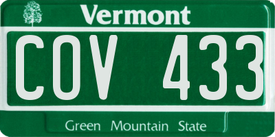VT license plate COV433