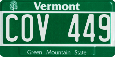 VT license plate COV449