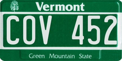 VT license plate COV452