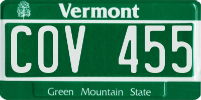 VT license plate COV455