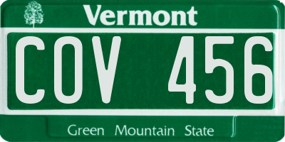 VT license plate COV456