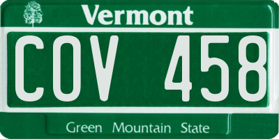 VT license plate COV458