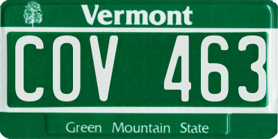 VT license plate COV463