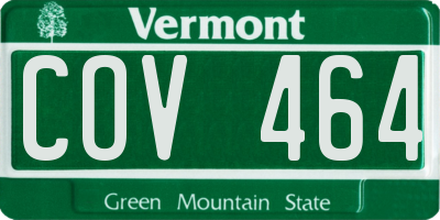 VT license plate COV464
