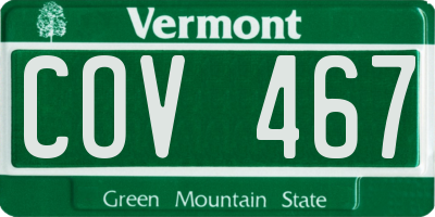 VT license plate COV467
