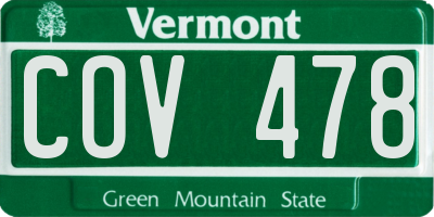 VT license plate COV478