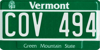 VT license plate COV494