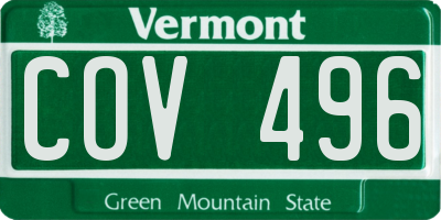 VT license plate COV496