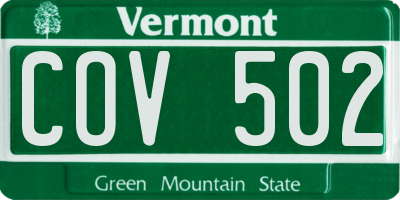 VT license plate COV502