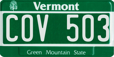 VT license plate COV503