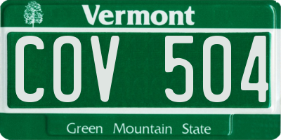 VT license plate COV504