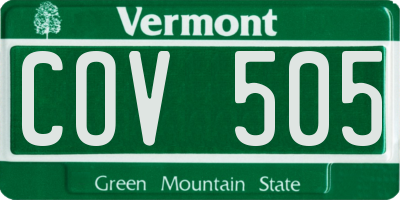 VT license plate COV505