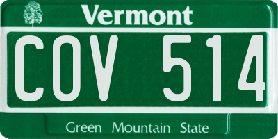 VT license plate COV514