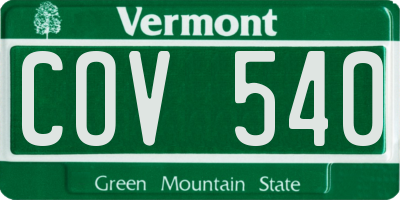 VT license plate COV540