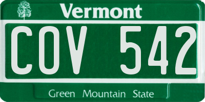 VT license plate COV542