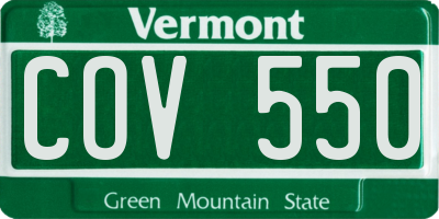 VT license plate COV550