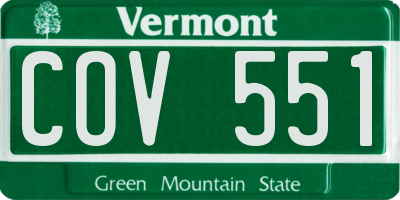 VT license plate COV551