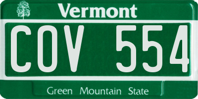 VT license plate COV554