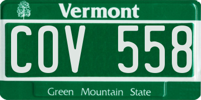 VT license plate COV558