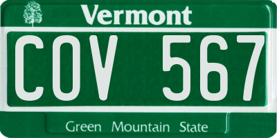 VT license plate COV567