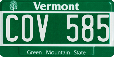VT license plate COV585