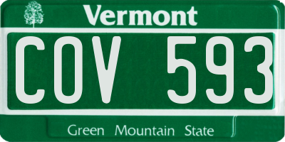 VT license plate COV593