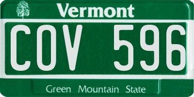 VT license plate COV596