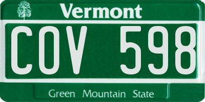 VT license plate COV598
