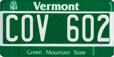 VT license plate COV602