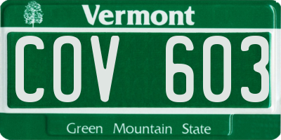 VT license plate COV603
