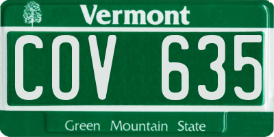 VT license plate COV635