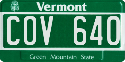 VT license plate COV640