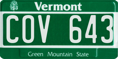 VT license plate COV643