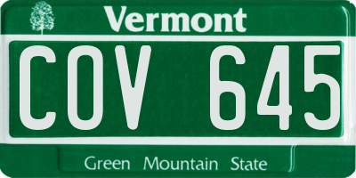 VT license plate COV645