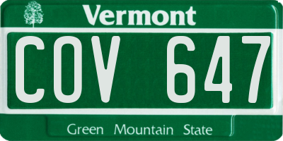 VT license plate COV647