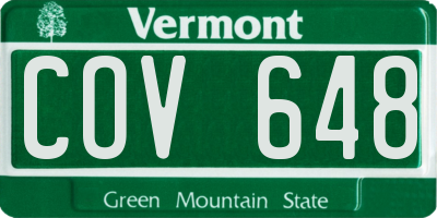 VT license plate COV648