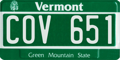 VT license plate COV651