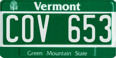 VT license plate COV653