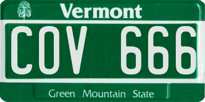 VT license plate COV666