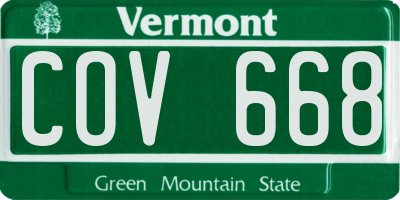 VT license plate COV668