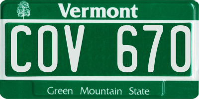 VT license plate COV670