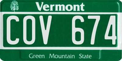VT license plate COV674