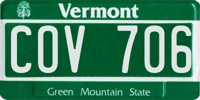 VT license plate COV706