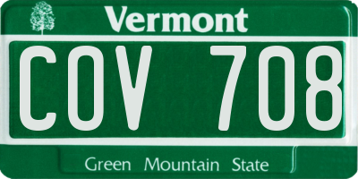 VT license plate COV708